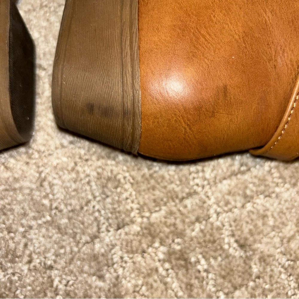Top Moda Chase-1 Elastic Panel Block Heel Dual Buckle Decor Tan Ankle Boot 8.5 - Picture 8 of 8